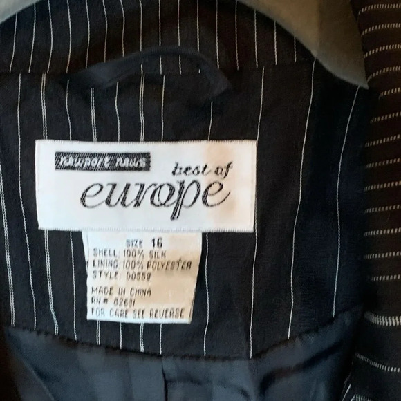 NEWPORT NEWS 100% Silk Cropped Blazer Jacket Womens Size 16 Striped Party Work - Picture 4 of 6